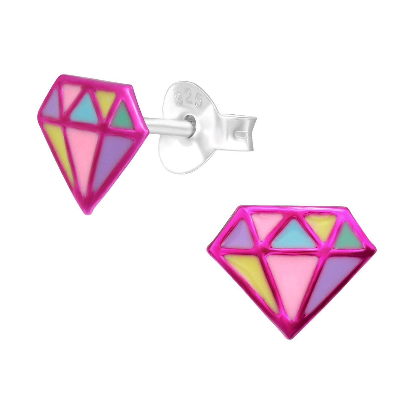 Kinder Ohrringe Diamantförmige aus 925 Silber