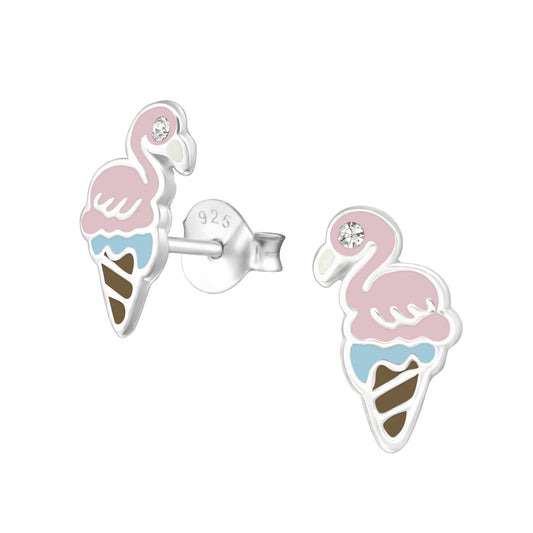 Kinder Ohrringe Flamingo aus 925 Silber