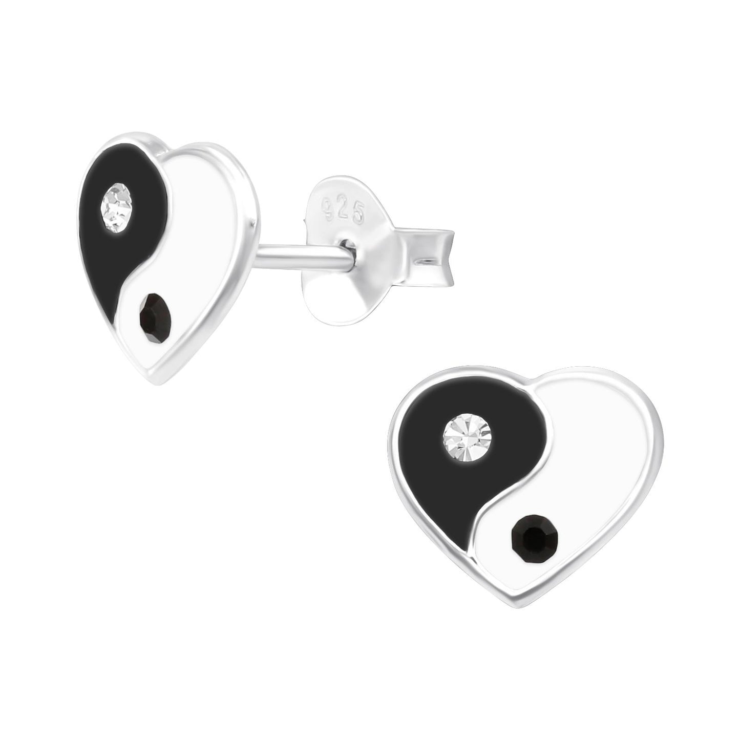 Mädchen Ohrringe Yin Yang Herz aus 925 Silber