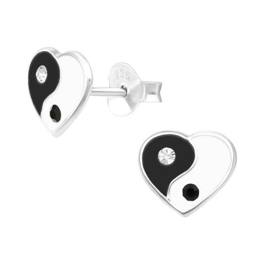 Mädchen Ohrringe Yin Yang Herz aus 925 Silber