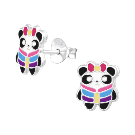 Kinder Ohrringe Panda aus 925 Silber