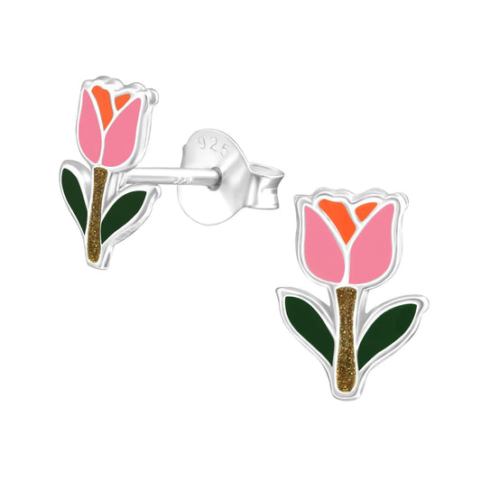 Kinder Ohrringe Tulpe aus 925 Silber