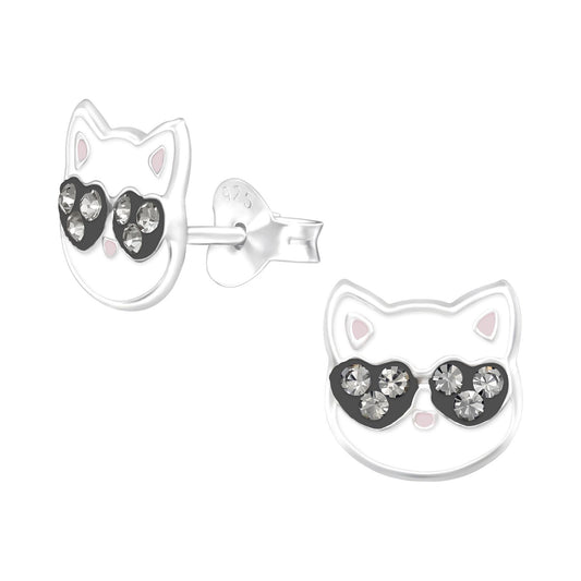 Mädchen Ohrringe Katze aus 925 Silber