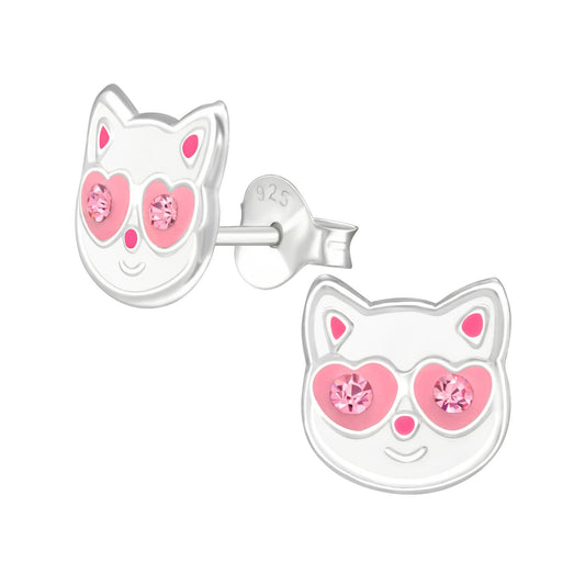 Mädchen Ohrringe Katze aus 925 Silber