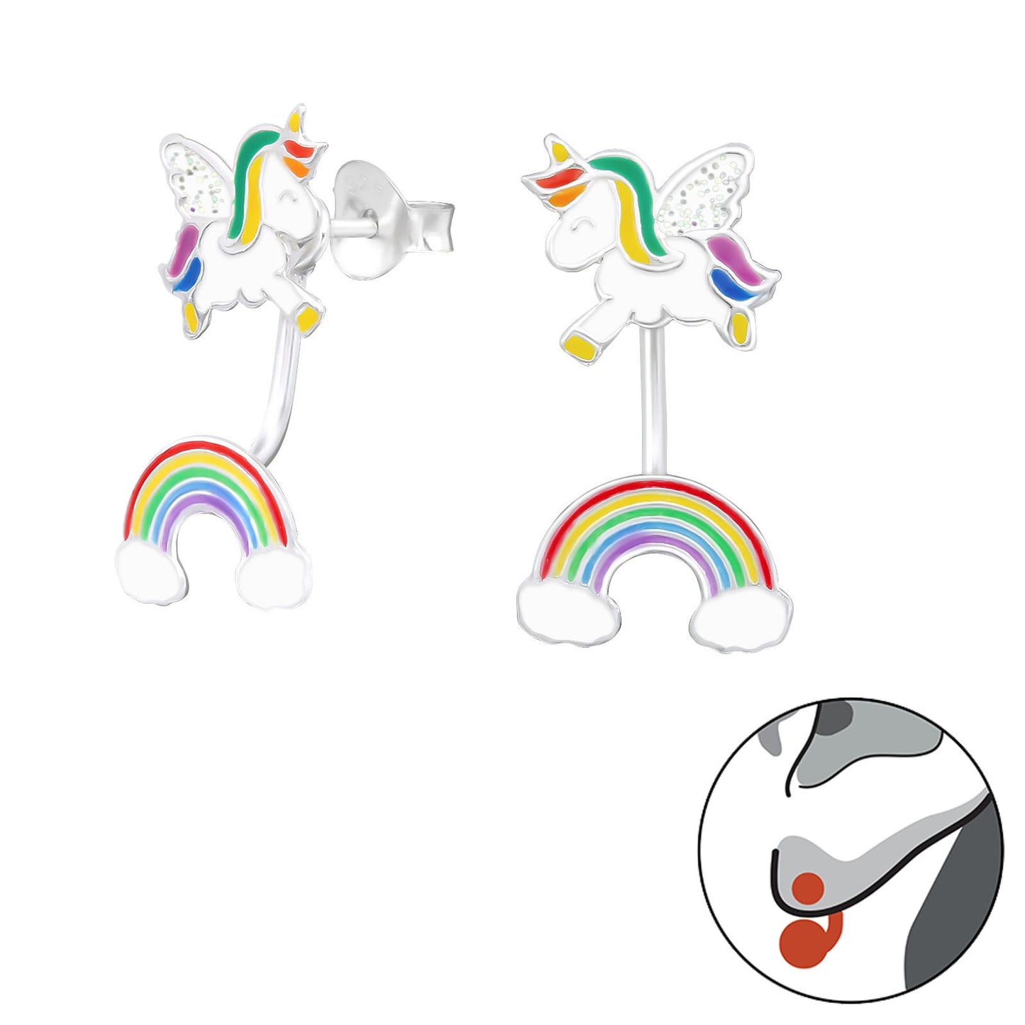 Mädchen Ohrringe Einhorn aus 925 Silber