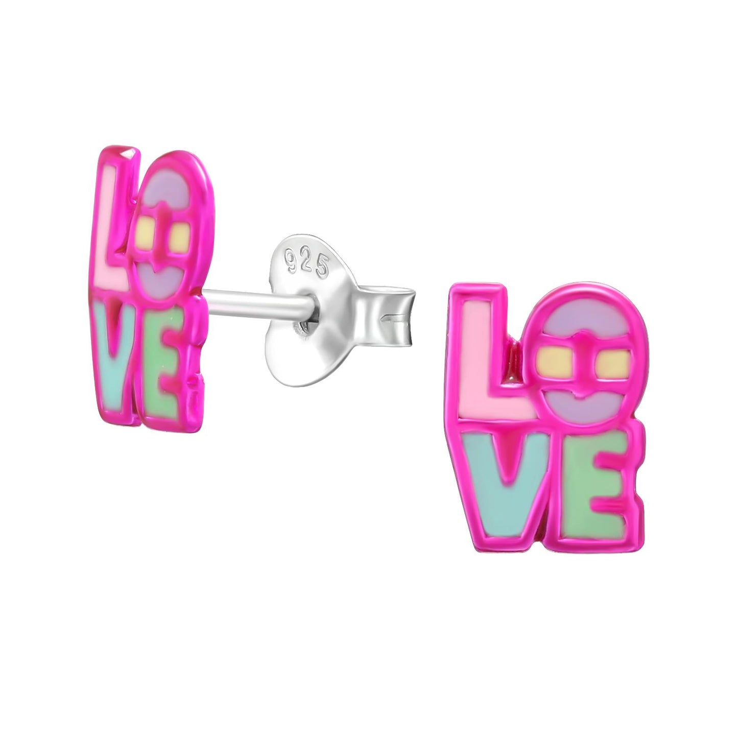 Children's earrings Love made of 925 silver