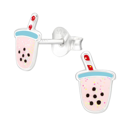 Kinder Ohrringe Bubble Milk Tea aus 925 Silber