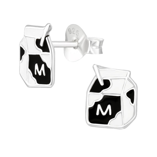 Kinder Ohrringe Milchkarton aus 925 Silber
