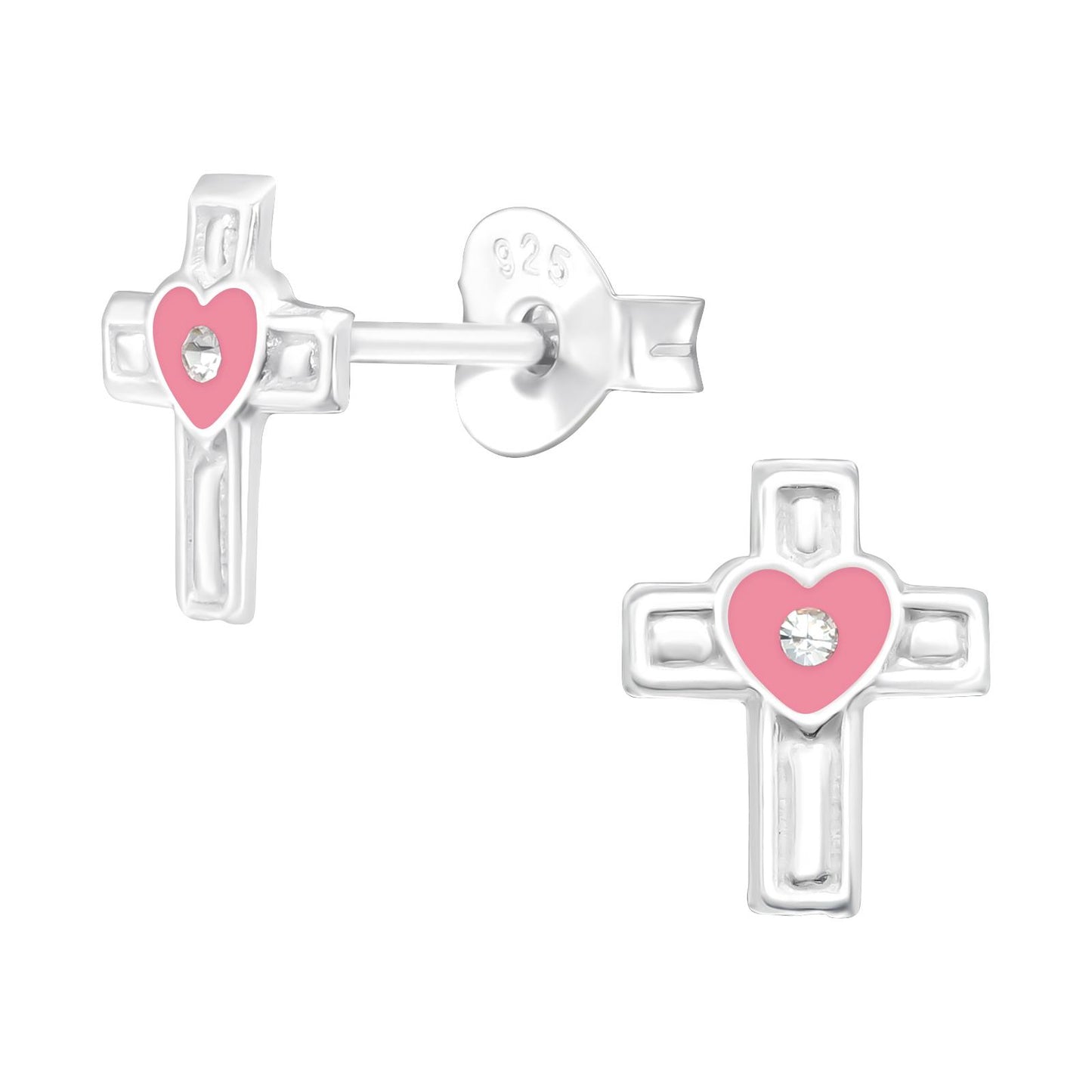 Kinder Ohrringe Kreuz aus 925 Silber