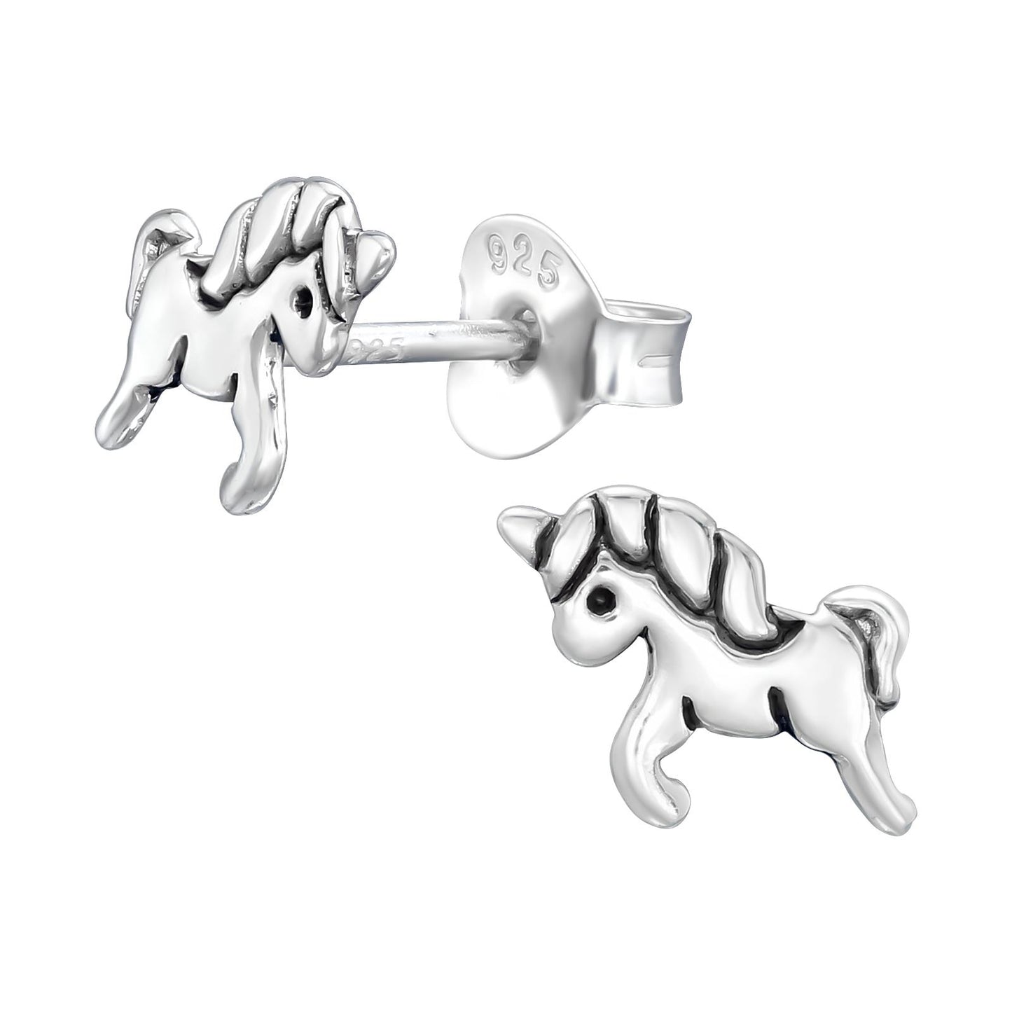 Eenhoornoorbellen voor meisjes, gemaakt van 925 zilver.