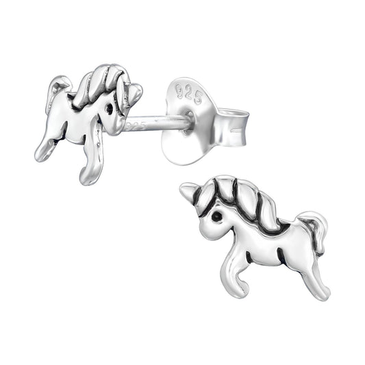 Eenhoornoorbellen voor meisjes, gemaakt van 925 zilver.