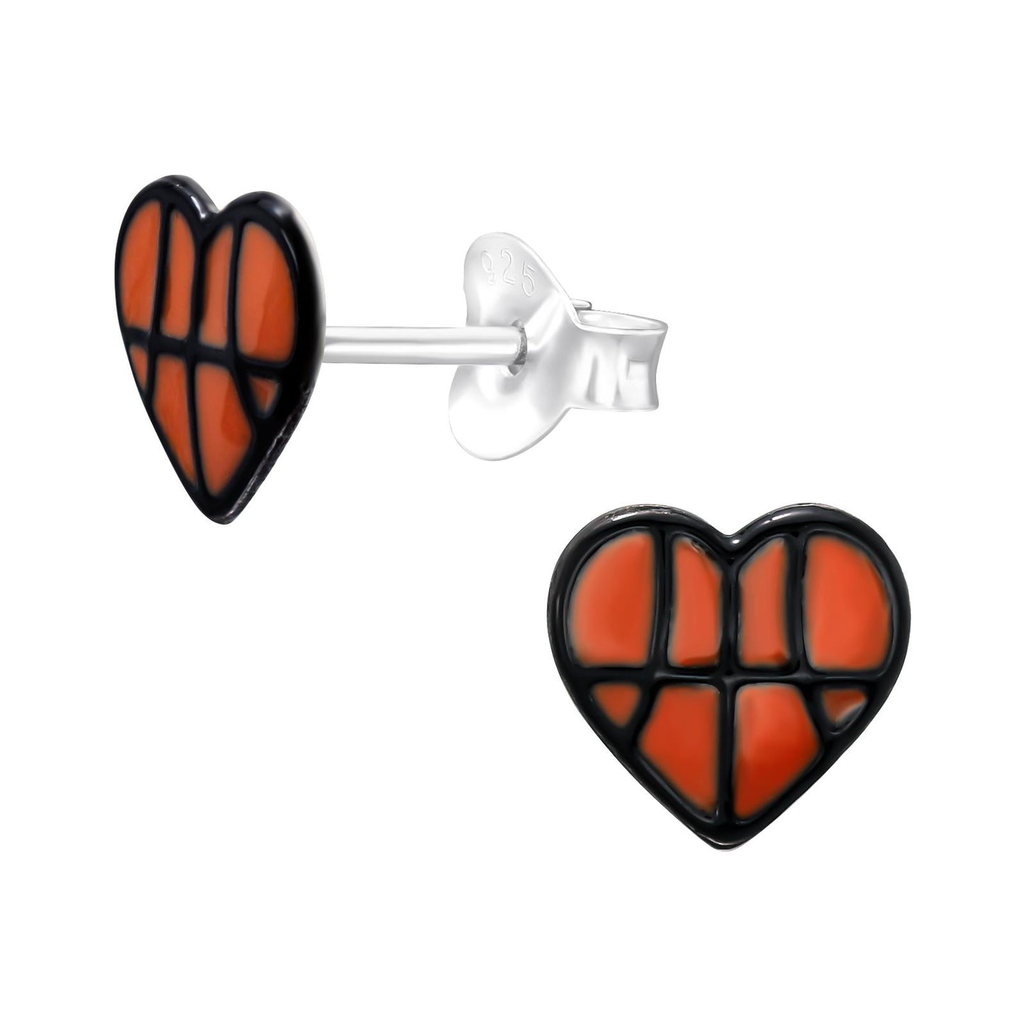 Mädchen Ohrringe Basketball Herz aus 925 Silber