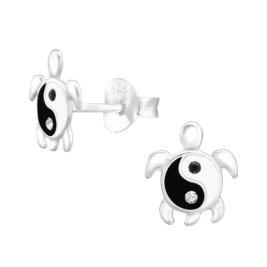 Kinder Ohrringe Yin Yang Schildkröte aus 925 Silber