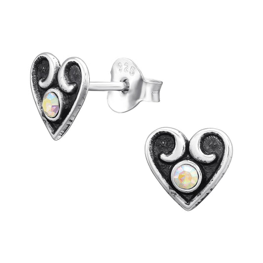 Mädchen Ohrringe Herz aus 925 Silber