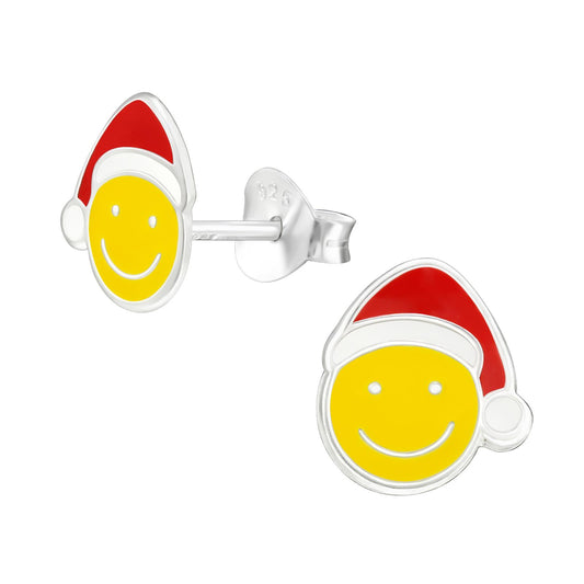 Kinder Ohrringe Santa Smiley aus 925 Silber