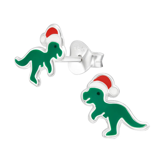Jungen Ohrringe Santa Dinosaurier aus 925 Silber