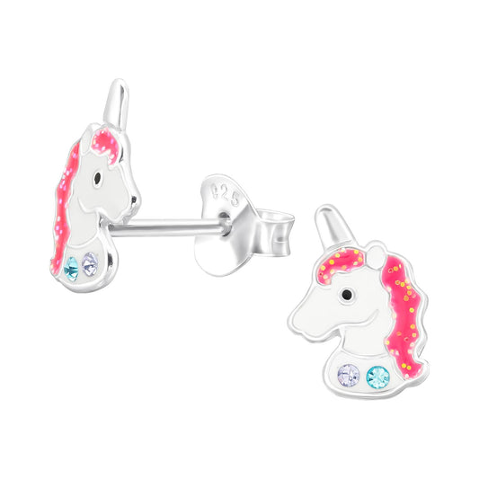 Eenhoornoorbellen voor meisjes, gemaakt van 925 zilver.