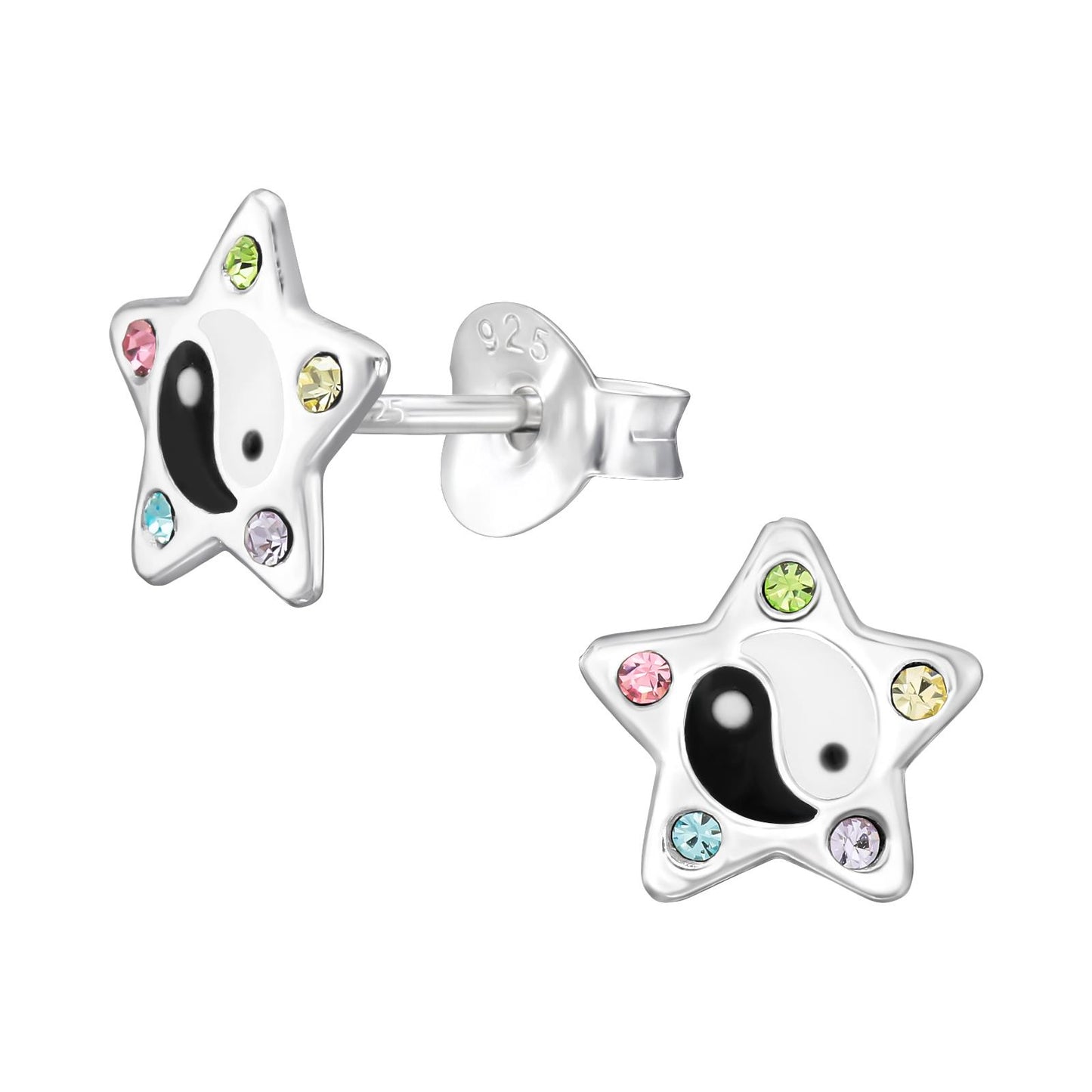 Kinder Ohrringe Yin Yang aus 925 Silber