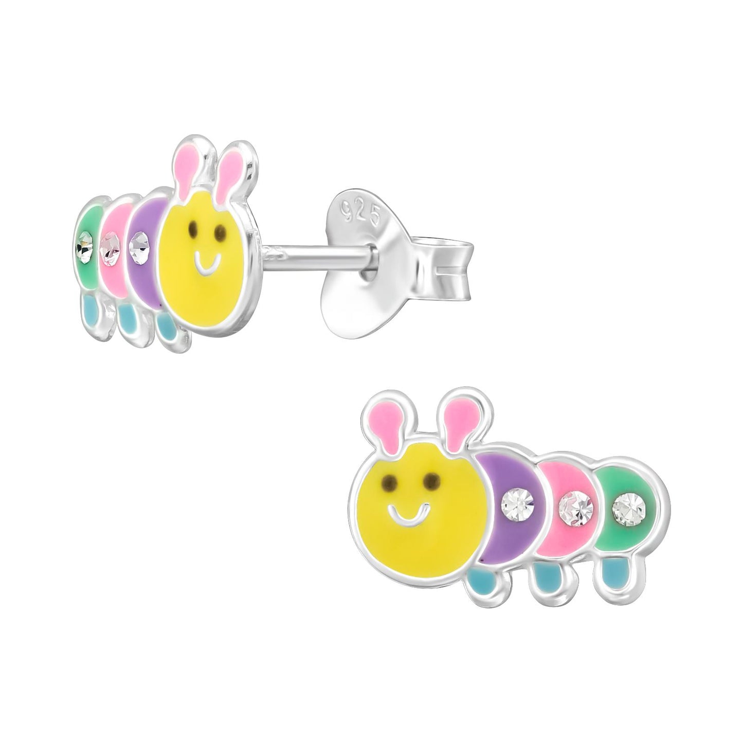 Kinder Ohrringe Raupe aus 925 Silber