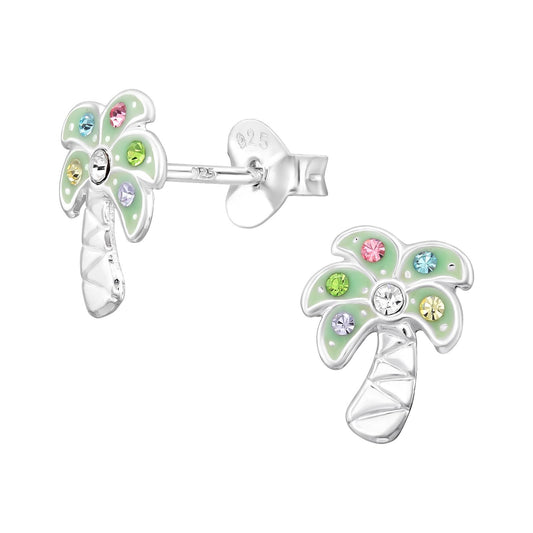 Children's earrings coconut tree made of 925 silver