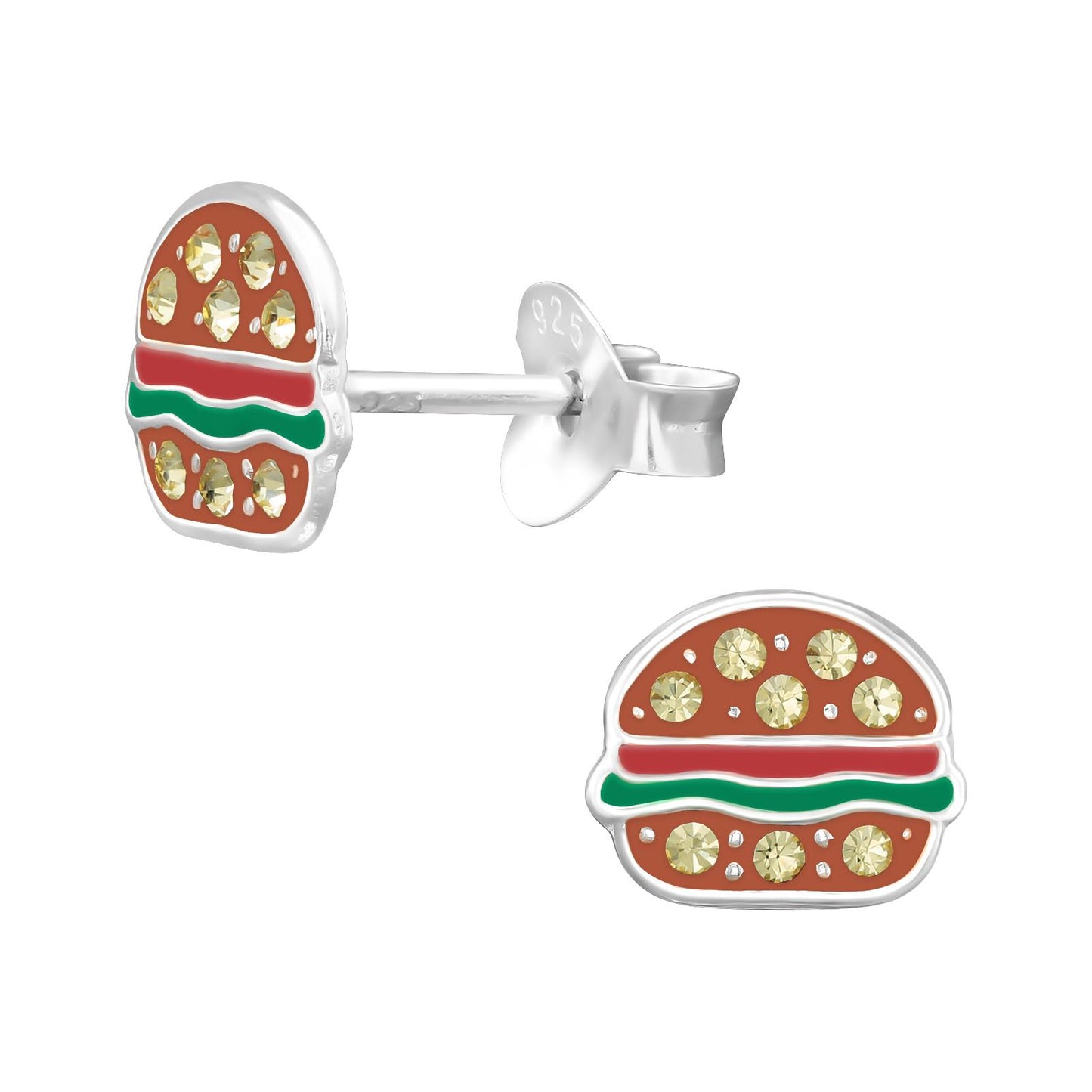 Kinder Ohrringe Burger aus 925 Silber