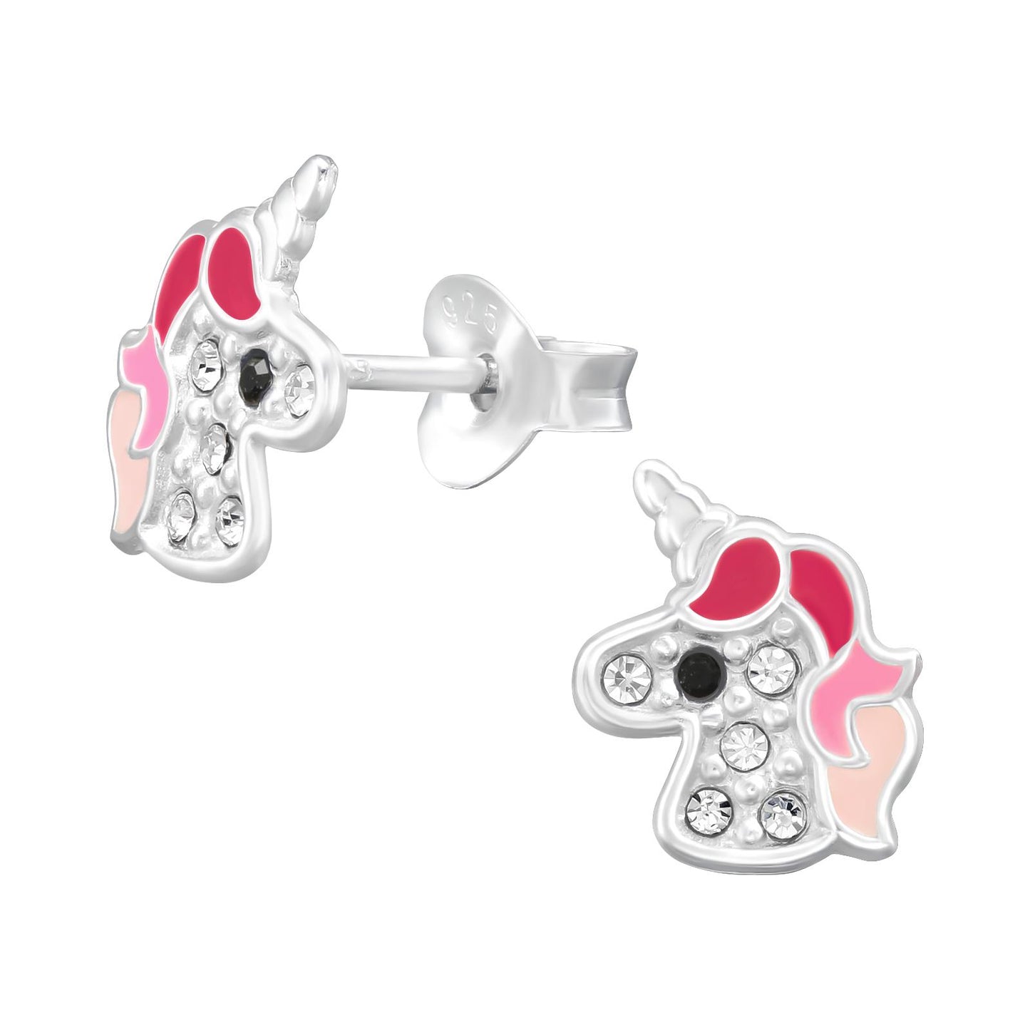 Eenhoornoorbellen voor meisjes, gemaakt van 925 zilver.