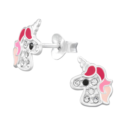 Eenhoornoorbellen voor meisjes, gemaakt van 925 zilver.