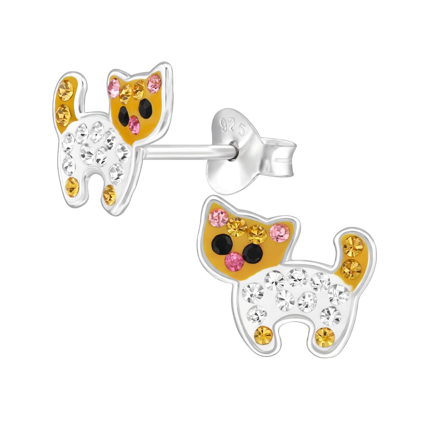 Mädchen Ohrringe Katze aus 925 Silber
