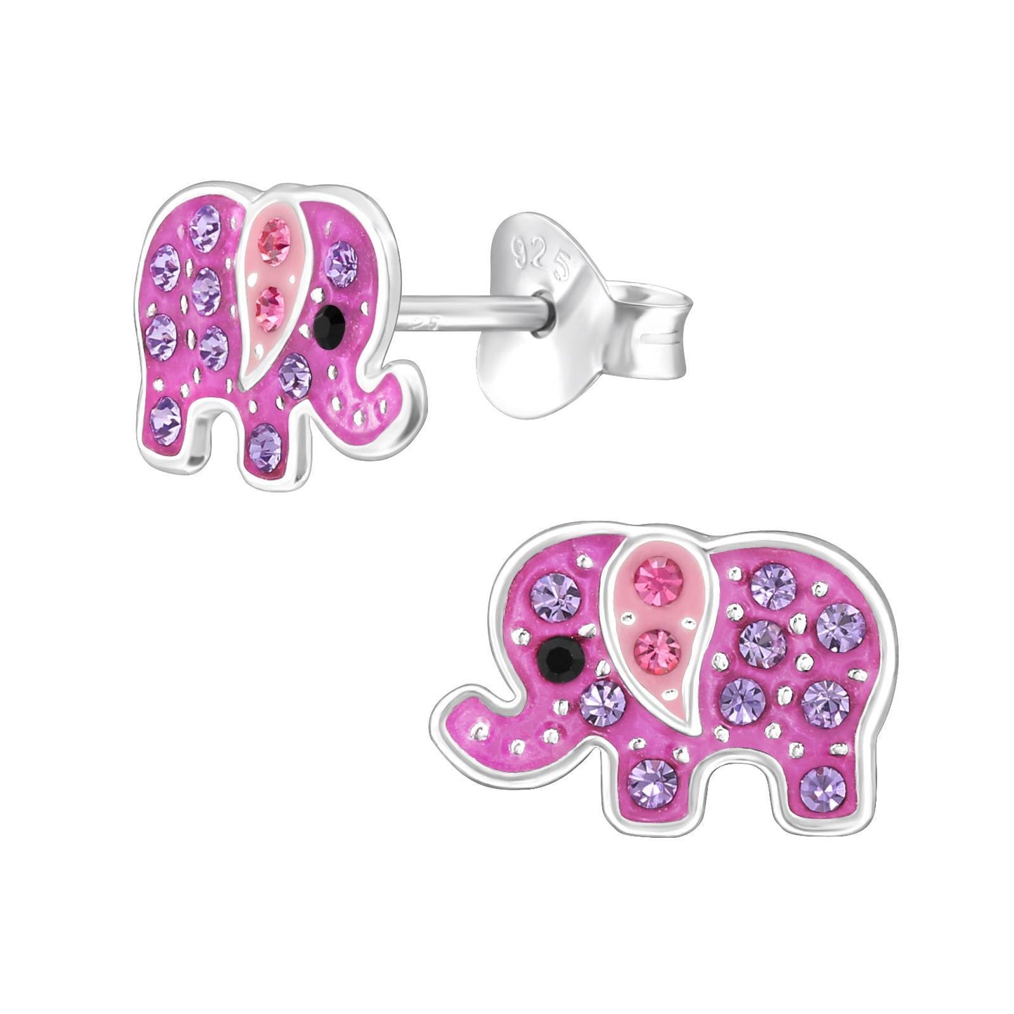 Kinder Ohrringe Elefant Mit Kristall aus 925 Silber