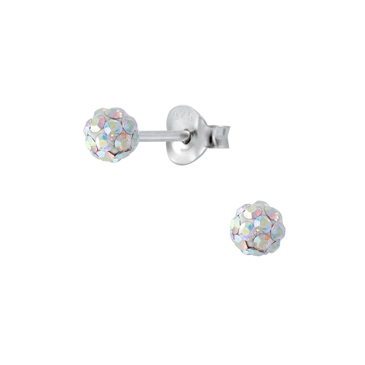 Kinder Ohrringe 4mm Kristall Ball aus 925 Silber