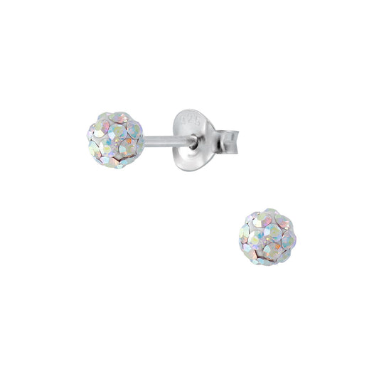 Kinder Ohrringe 4mm Kristall Ball aus 925 Silber