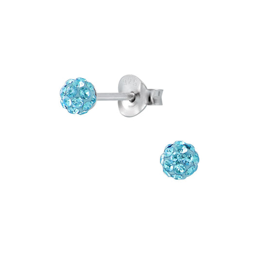 Kinder Ohrringe 4mm Kristall Ball aus 925 Silber