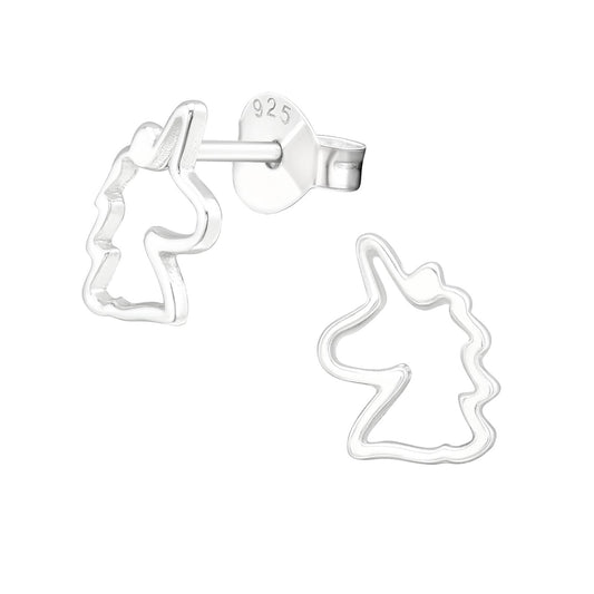 Eenhoornoorbellen voor meisjes, gemaakt van 925 zilver.