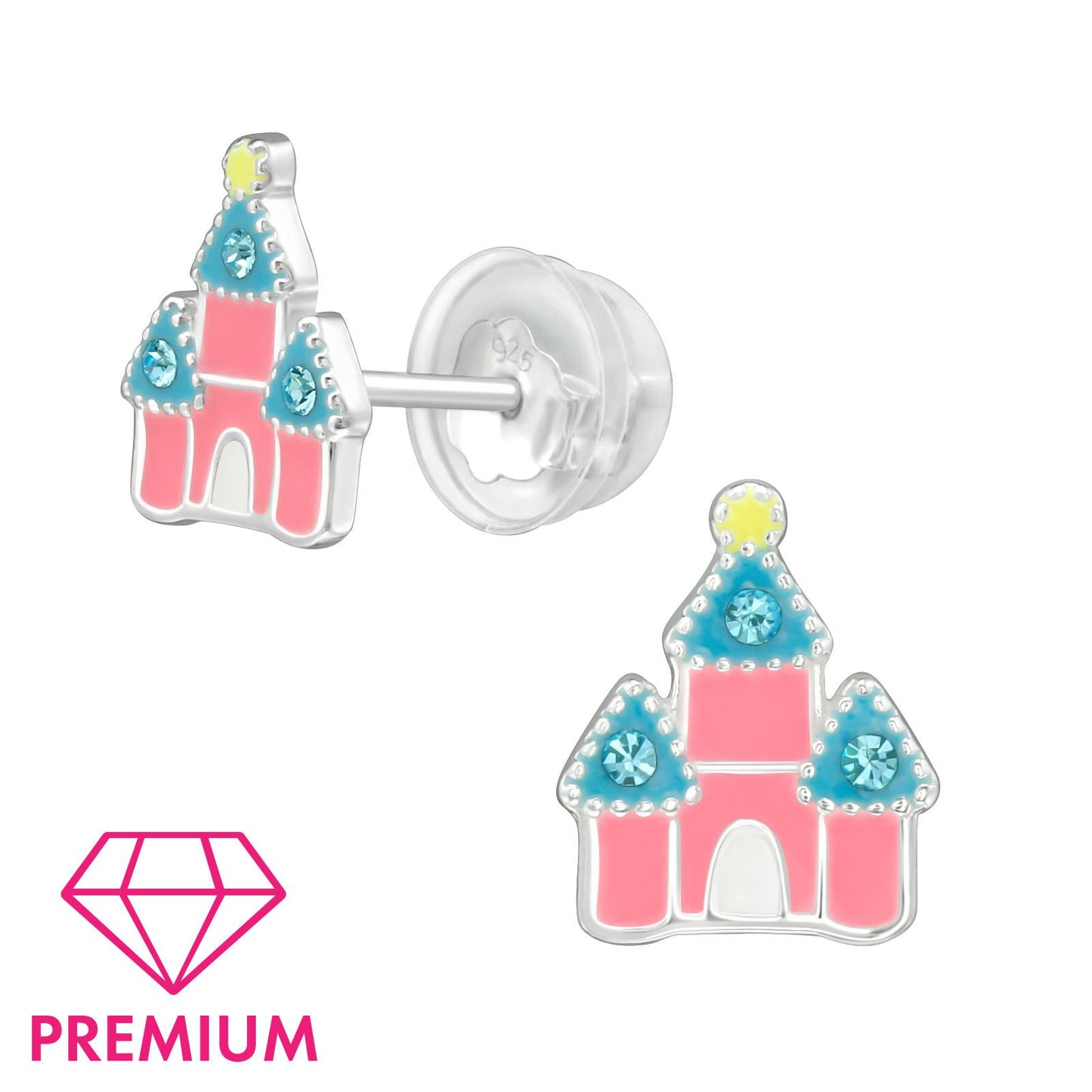 Kinder Ohrringe Schloss aus 925 Silber