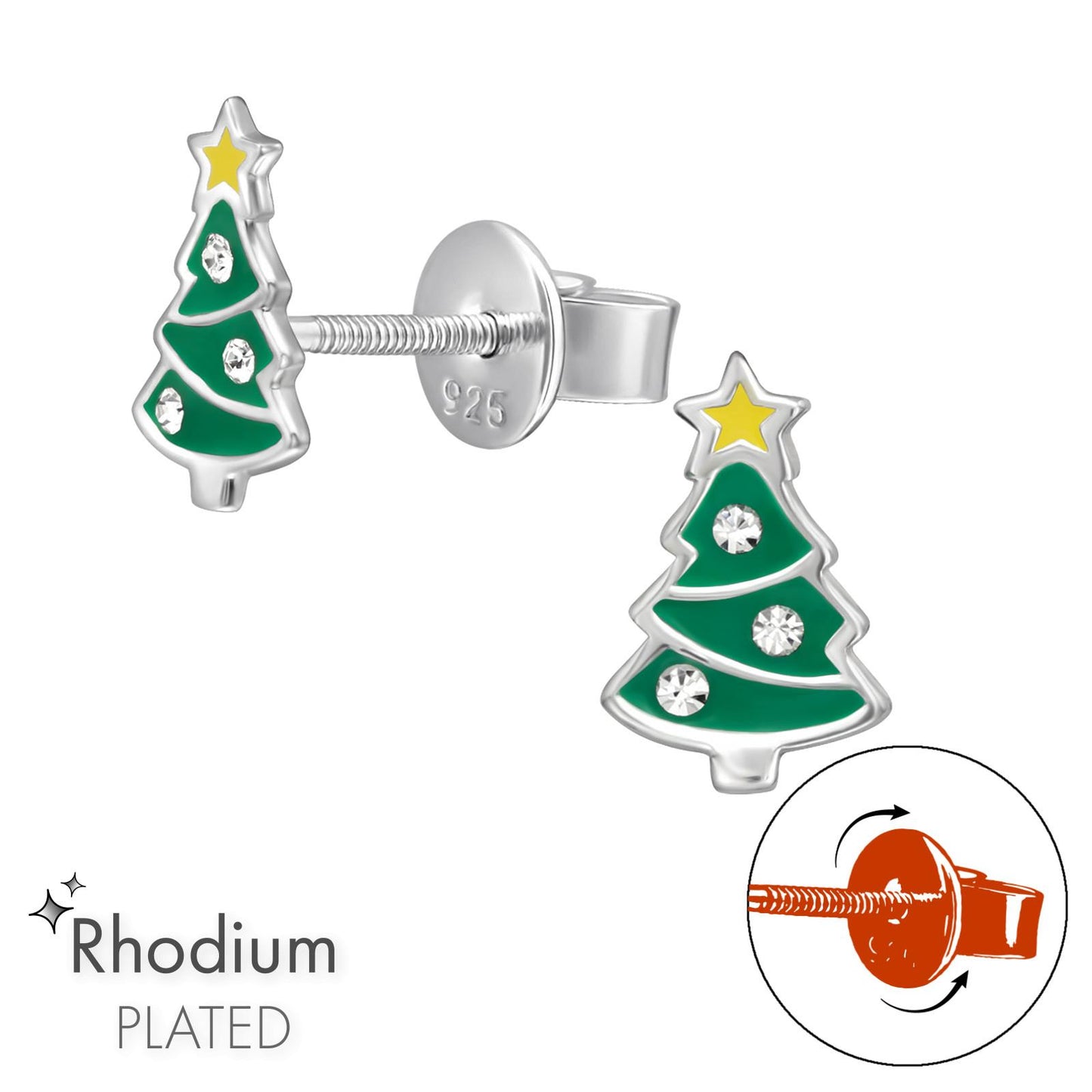 Kinder Ohrringe Weihnachtsbaum aus 925 Silber