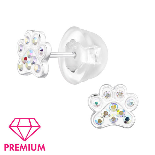 Kinder Ohrringe Pfote aus 925 Silber