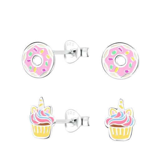 Kinder Ohrringe-Set Süßigkeiten aus 925 Silber