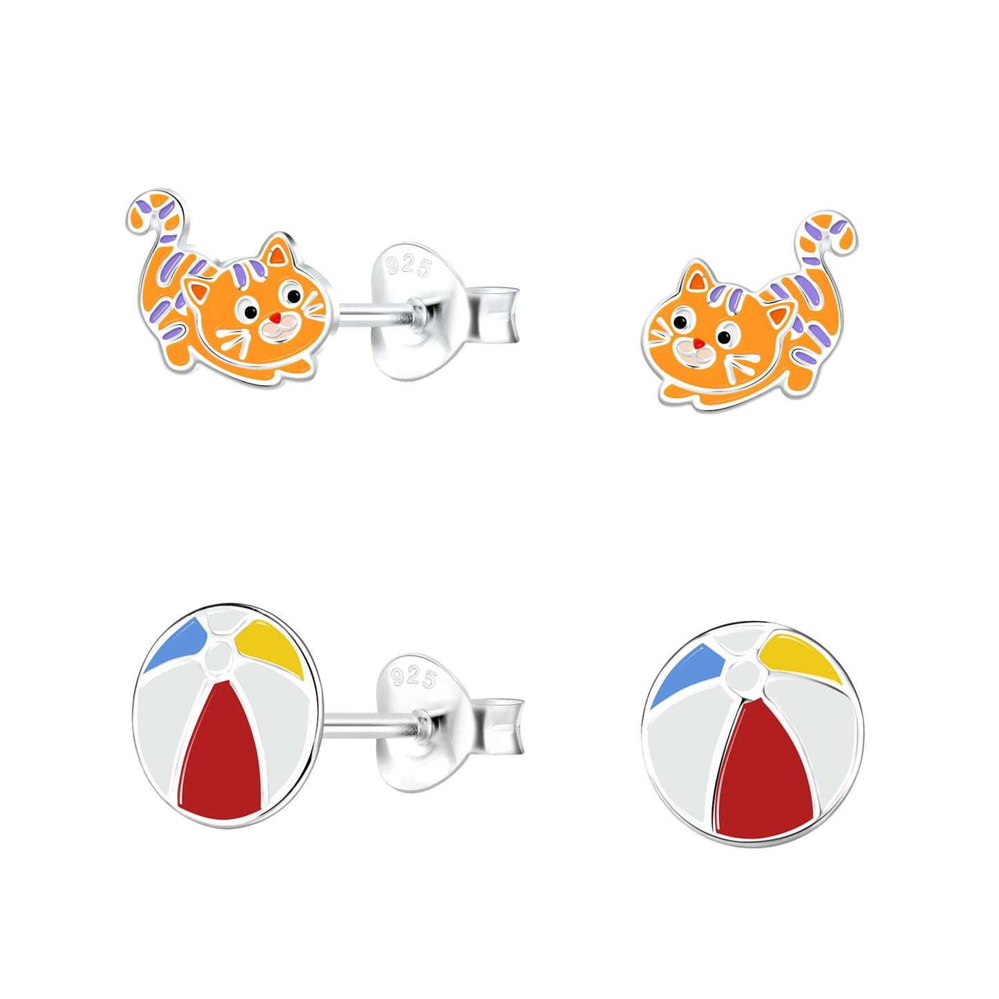 Kinder Ohrringe-Set Katzen aus 925 Silber