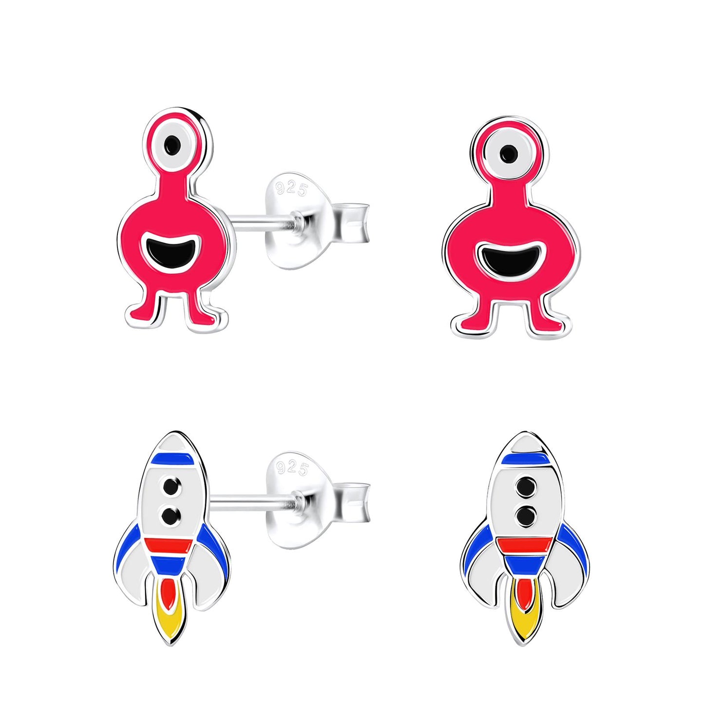 Kinder Ohrringe-Set Raketen aus 925 Silber