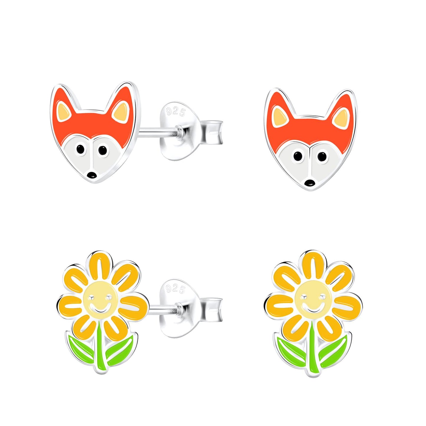 Kinder Ohrringe-Set Fuchs aus 925 Silber