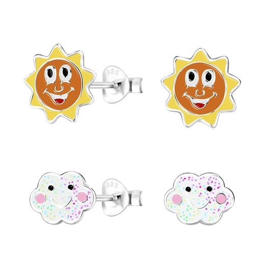 Kinder Ohrringe-Set Wolken aus 925 Silber