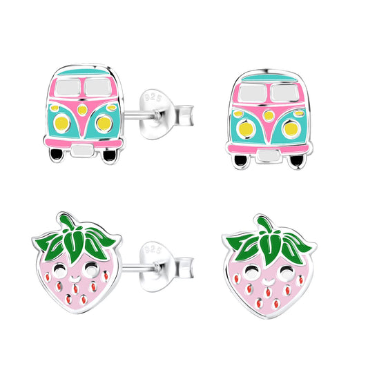 Kinder Ohrringe-Set Pink Lover aus 925 Silber