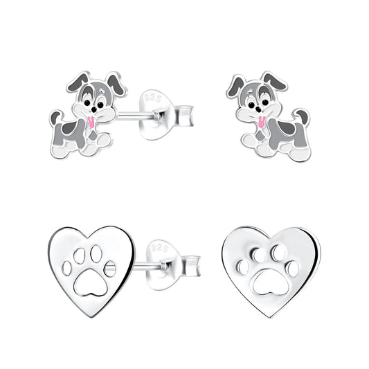 Kinder Ohrringe-Set Hundeliebhaber aus 925 Silber