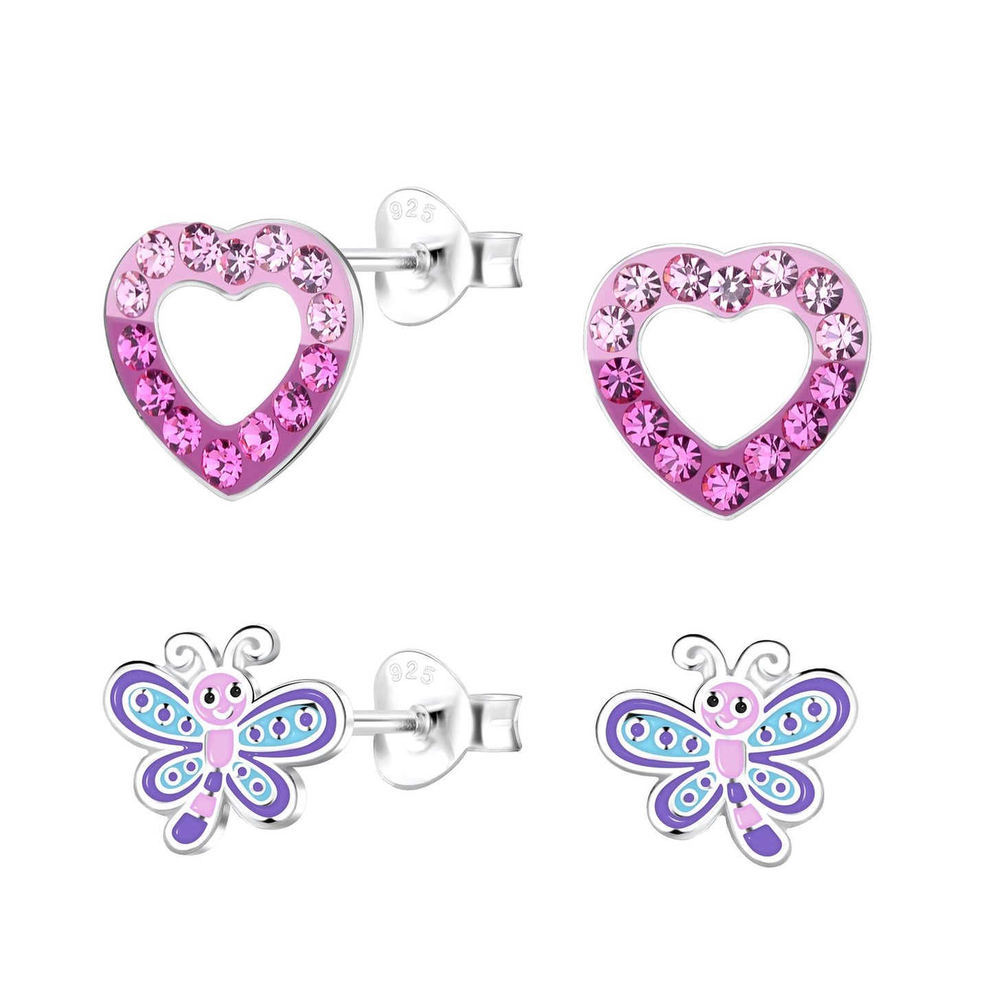Kinder Ohrringe-Set Schmetterling aus 925 Silber