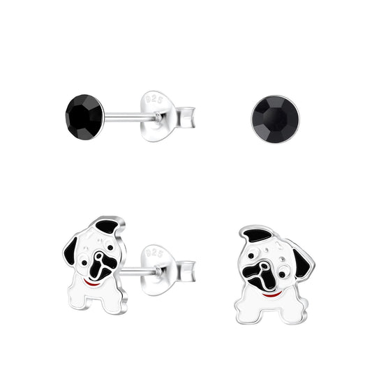 Kinder Ohrringe-Set Bulldoggen aus 925 Silber