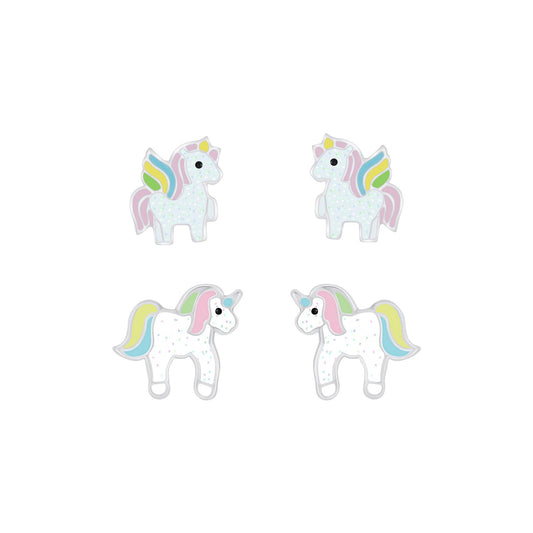 Kinder Ohrringe-Set Einhorn aus 925 Silber