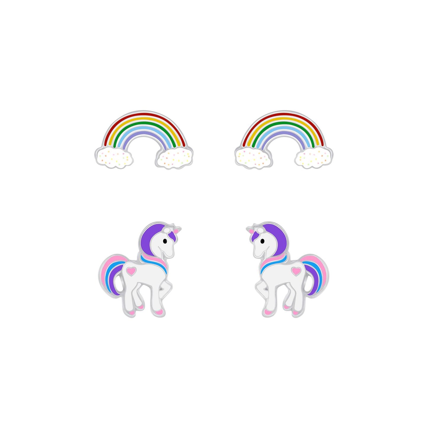 Children's Unicorn Earring Set made of 925 Silver