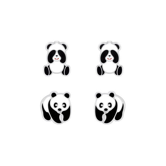 Kinder Ohrringe-Set Panda aus 925 Silber