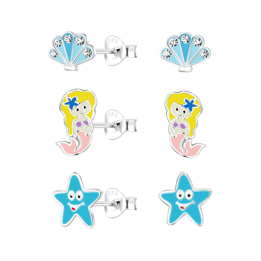 Kinder Ohrringe-Set Meeresliebhaber aus 925 Silber