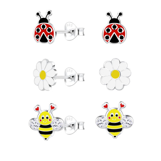 Kinder Ohrringe-Set Natur aus 925 Silber